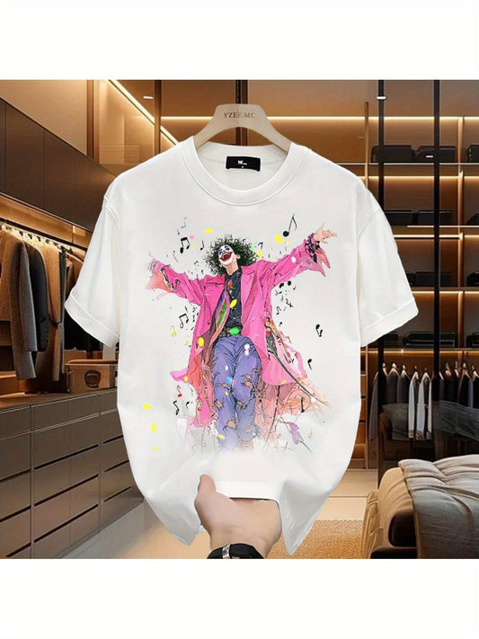 2025 White Graphic Print Tee – Vibrant Artwork, Casual Comfort