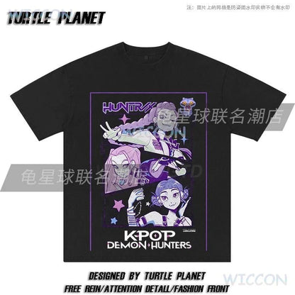 Anime K-Pop Demon Rumi Hunters Oversize Washed T-shirt