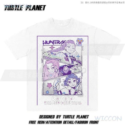 Anime K-Pop Demon Rumi Hunters Oversize Washed T-shirt