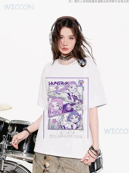 Anime K-Pop Demon Rumi Hunters Oversize Washed T-shirt