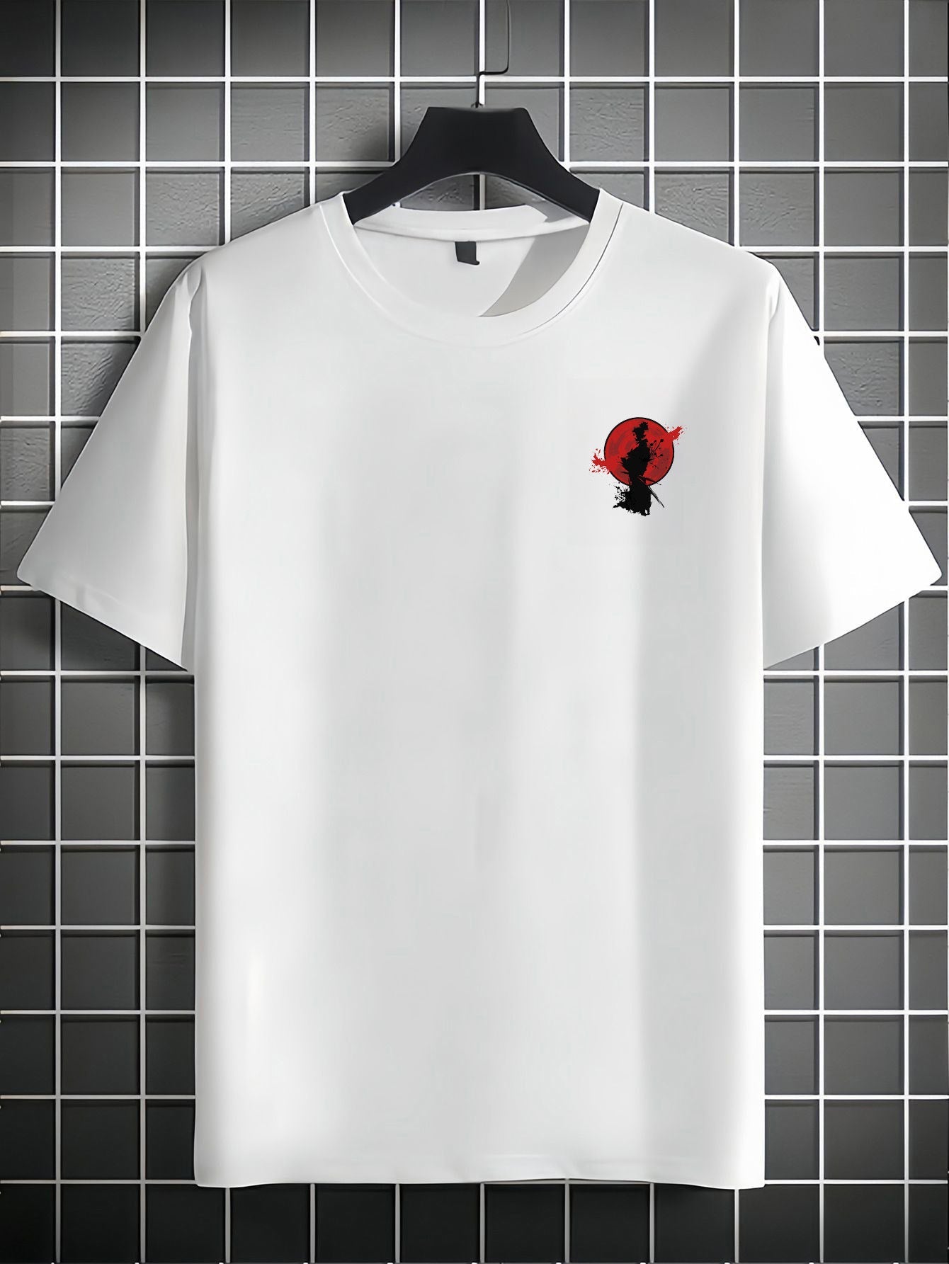 Men's Short Sleeve Samurai Print T-Shirt – Loose Fit Casual Crew Neck