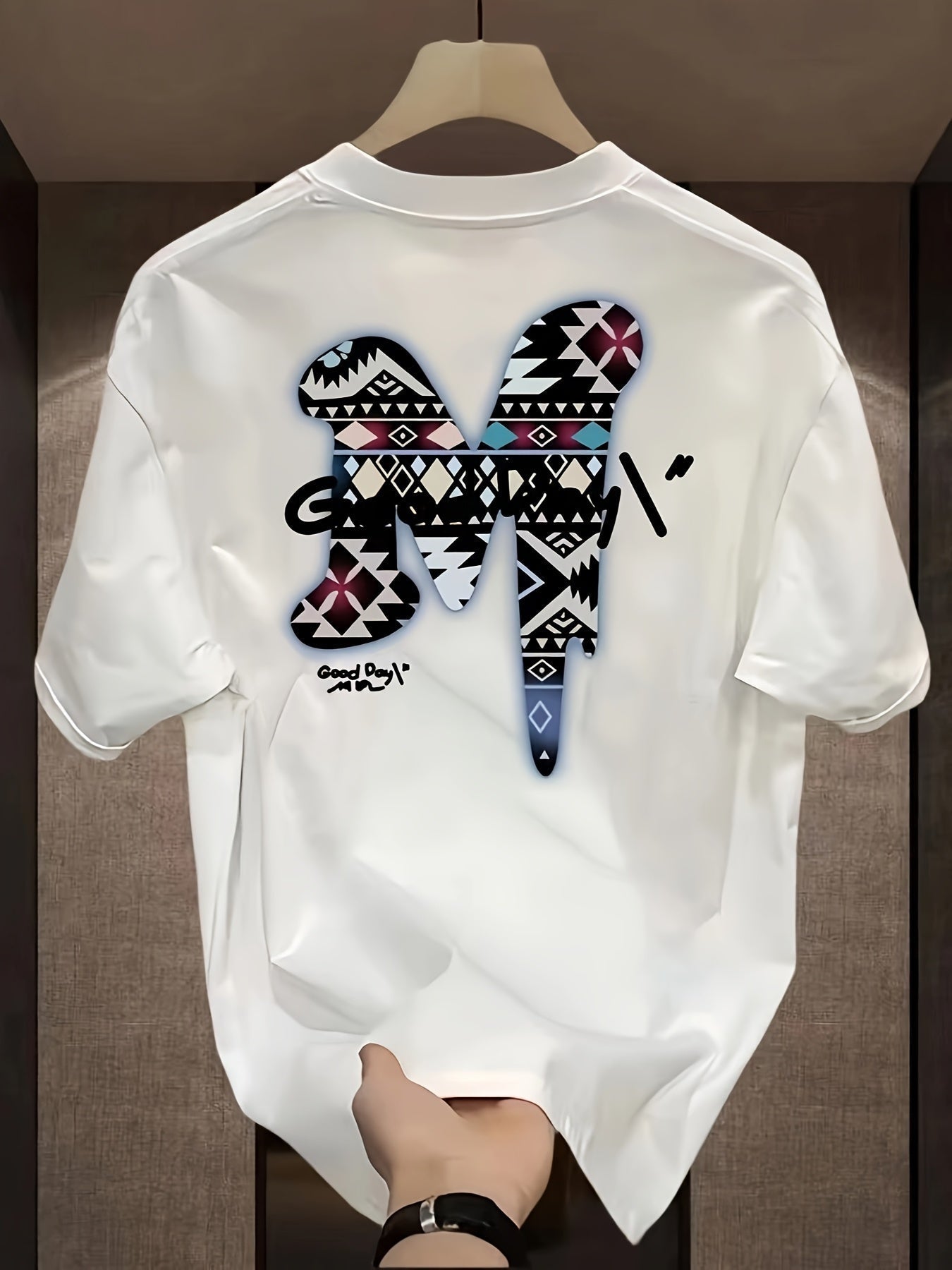 Men's Loose Fit Cotton "GOODDAY" Graphic T-Shirt – Black Summer Casual Tee