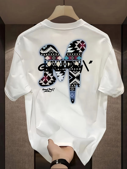 Men's Loose Fit Cotton "GOODDAY" Graphic T-Shirt – Black Summer Casual Tee