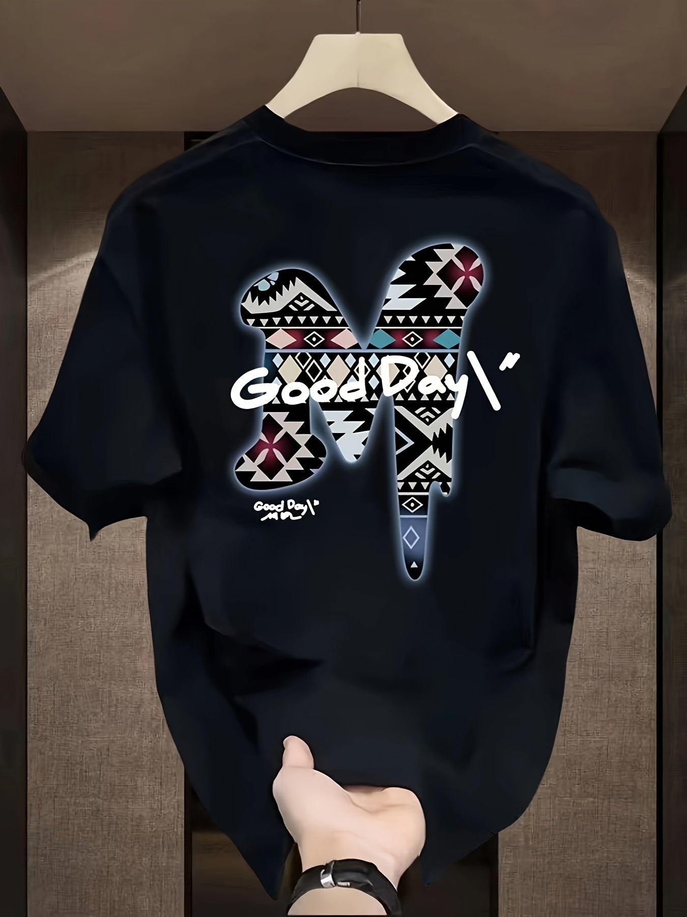 Men's Loose Fit Cotton Graphic T-Shirt – "GOODDAY" Print