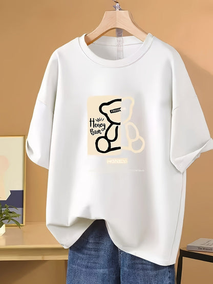 Women's & Teens' Cute Bear Graphic T-Shirt – Playful Honey Bear Print