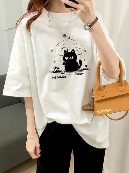Women's Oversized Cotton T-Shirt – Loose Fit Casual Tee