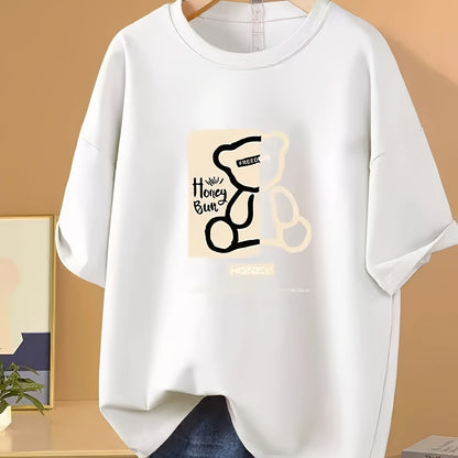 Women's & Teens' Cute Bear Graphic T-Shirt – Playful Honey Bear Print
