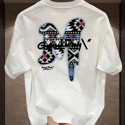 Men's Loose Fit Cotton "GOODDAY" Graphic T-Shirt – Black Summer Casual Tee