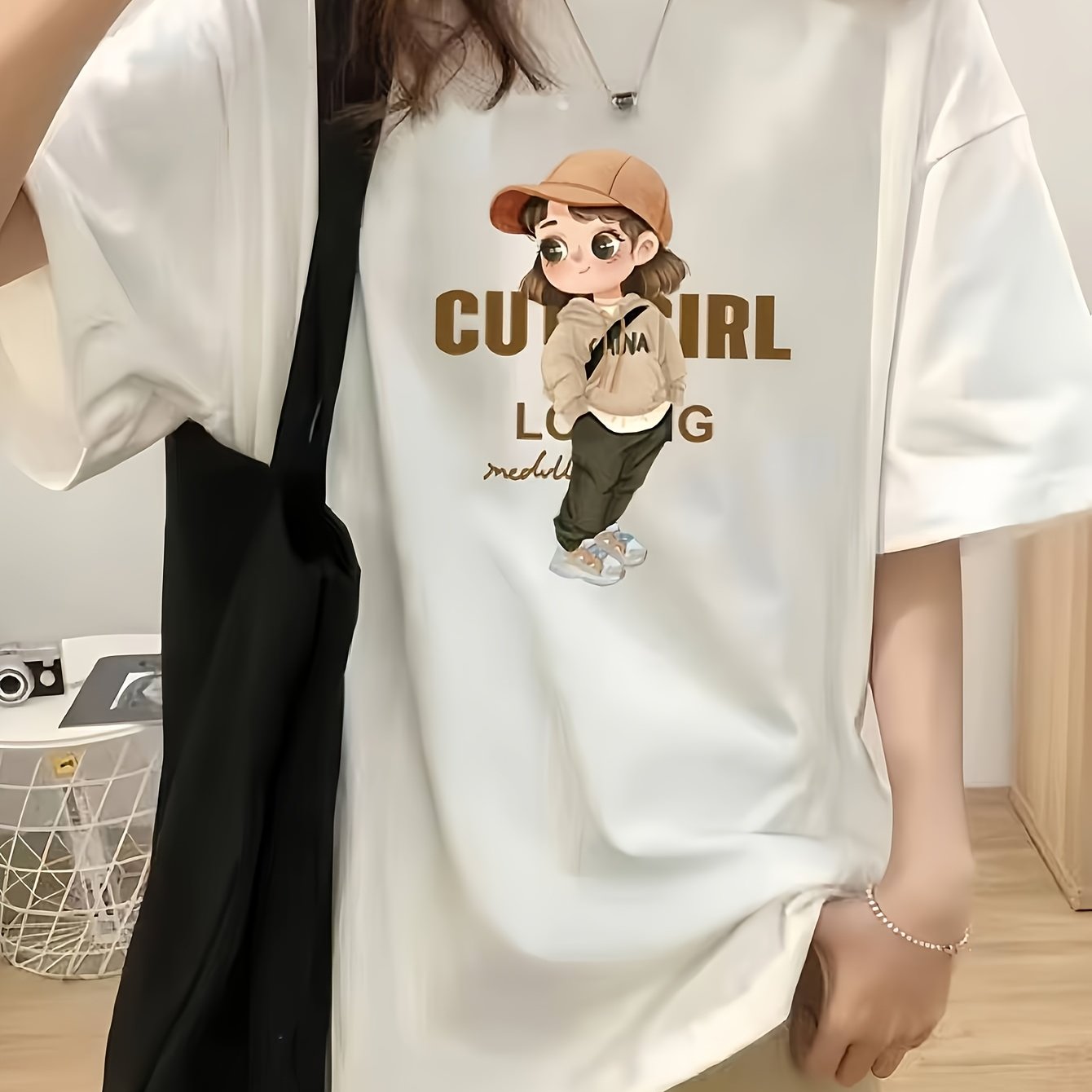 Women's Y2K Graphic Tee – Cartoon Character, Loose Fit