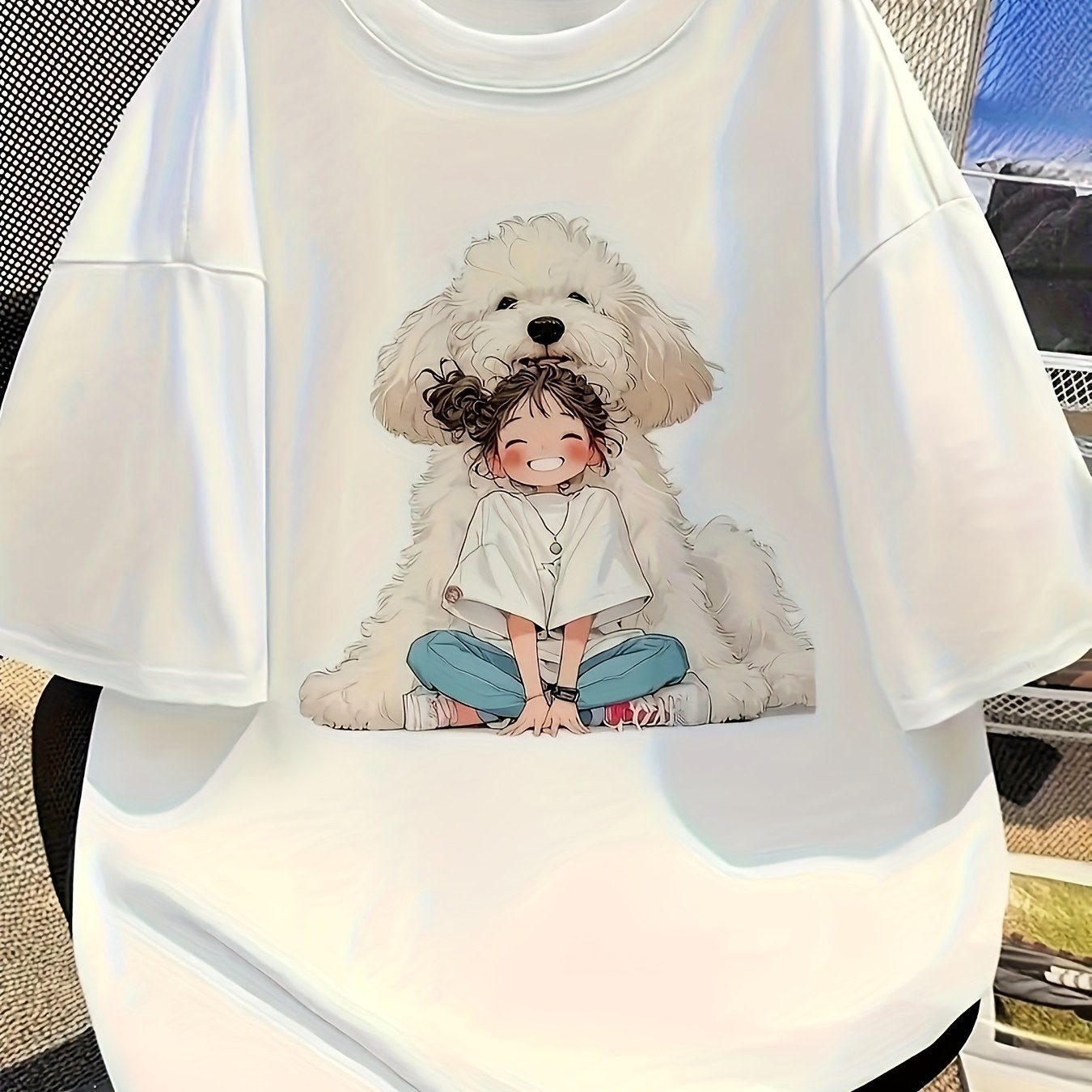 1pc Women'S Y2K Style Cartoon Print T-Shirt, Crew Neck, Short Sleeve, Regular Length, Slight Stretch Fabric, with Applique Detail, Loose Fit, All-Season Casual Tee, Ladies T Shirt