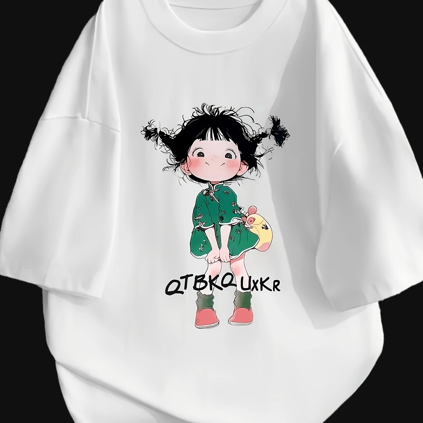 Y2K-Inspired Women'S T-Shirt with Whimsical Graphic, Sweet Style Crew Neck Tee, Polyester 95% + Spandex 5%, Relaxed Fit Short Sleeve Top with Applique Detail, All-Season Casual Wear, Ladies T Shirts