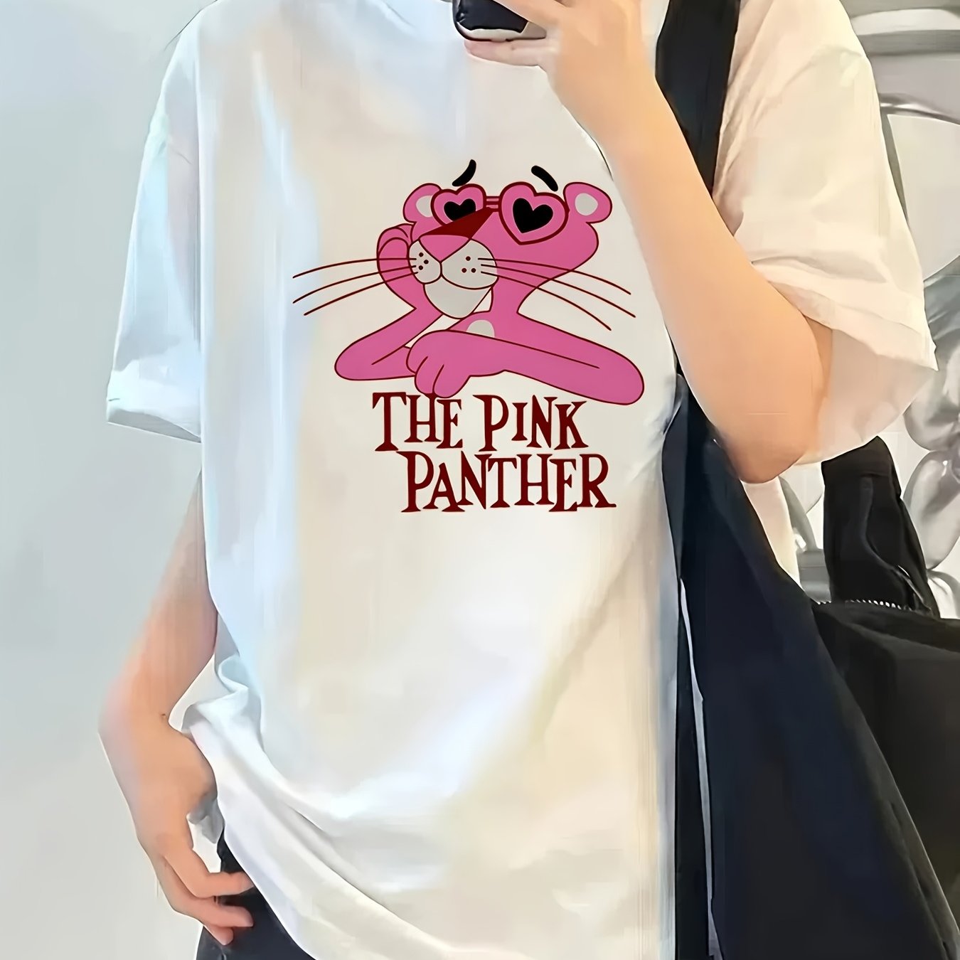 Women's Oversized Pink Panther Graphic T-Shirt – Y2K Casual Summer Tee