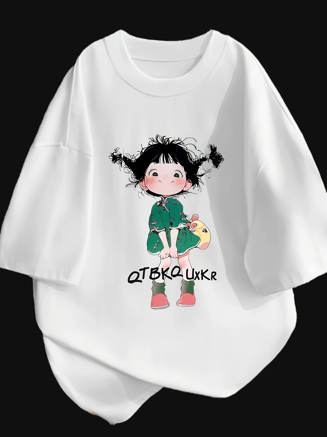 Y2K-Inspired Women'S T-Shirt with Whimsical Graphic, Sweet Style Crew Neck Tee, Polyester 95% + Spandex 5%, Relaxed Fit Short Sleeve Top with Applique Detail, All-Season Casual Wear, Ladies T Shirts