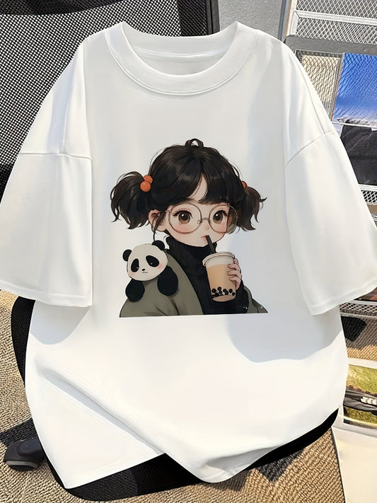 Women's Cute 'I'm a Panda' Cartoon T-Shirt – Loose Fit Casual Tee