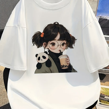 Women's Cute 'I'm a Panda' Cartoon T-Shirt – Loose Fit Casual Tee