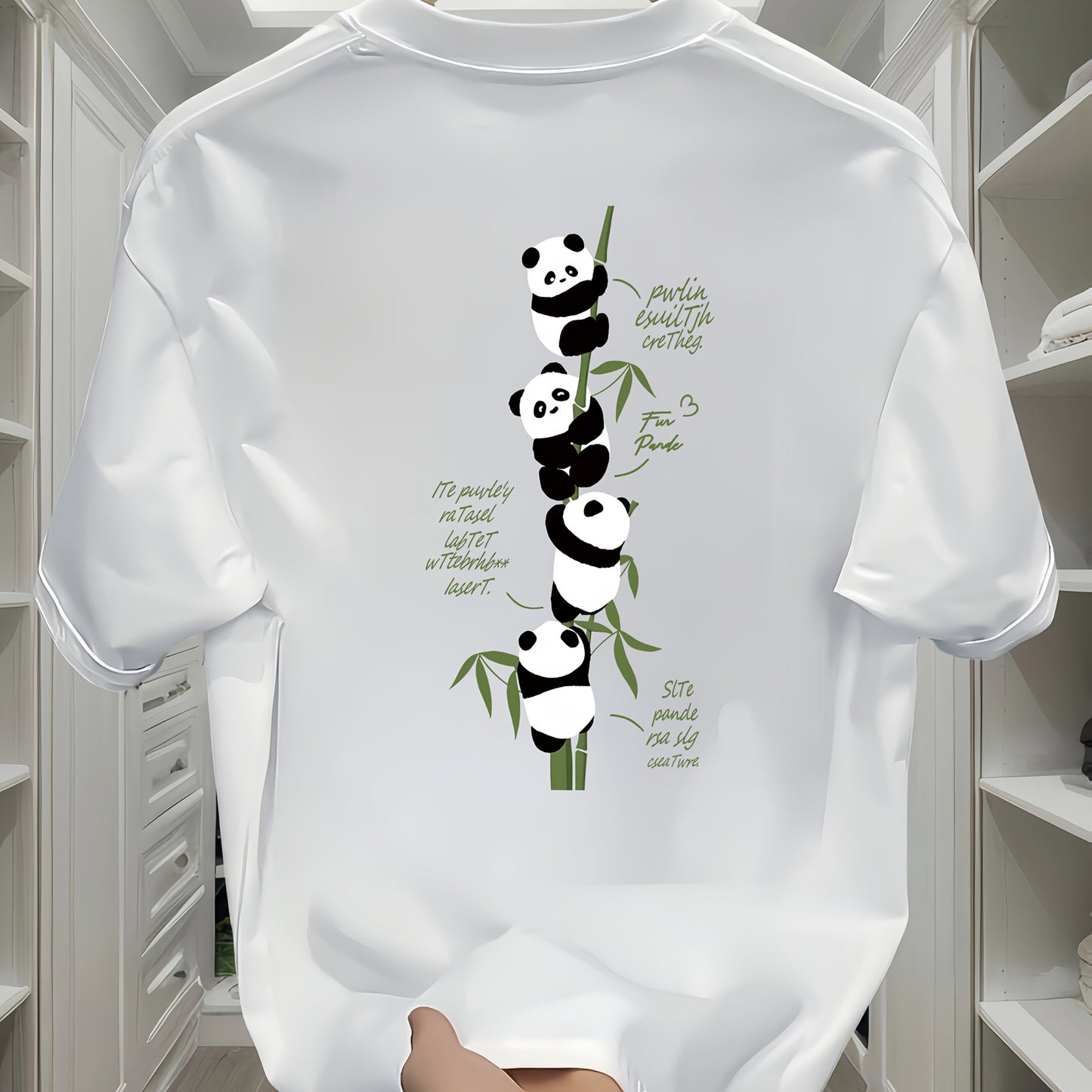Men's Heavyweight Cotton Panda Graphic T-Shirt – Loose Fit Casual Short Sleeve
