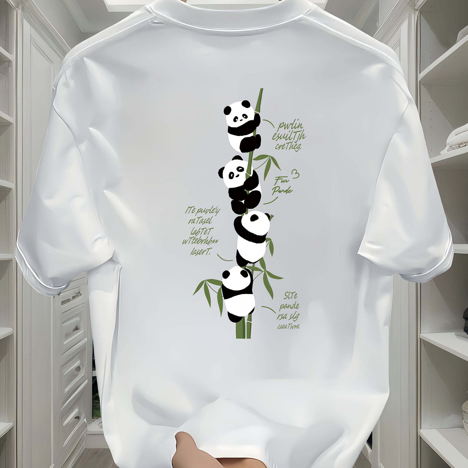 Men's Heavyweight Cotton Panda Graphic T-Shirt – Loose Fit Casual Short Sleeve