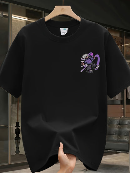 Men's Heavyweight Cotton Graphic T-Shirt – Vibrant Purple & White Lettering