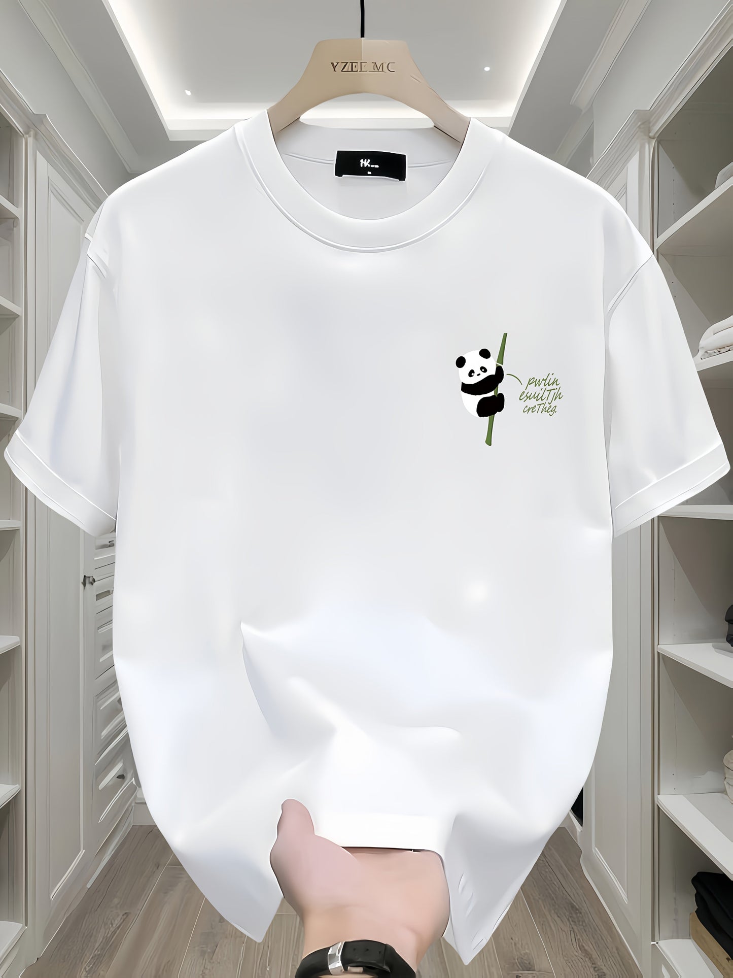 Men's Heavyweight Cotton Panda Graphic T-Shirt – Loose Fit Casual Short Sleeve