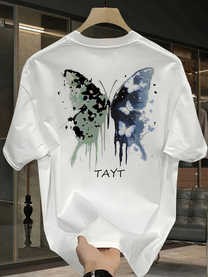 Men's Heavyweight Cotton Butterfly Graphic T-Shirt – Black Casual Summer Tee