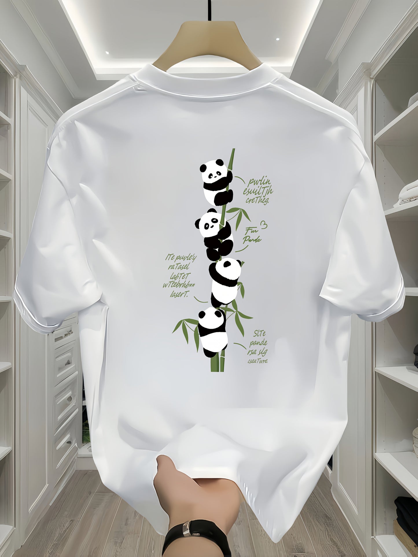 Men's Heavyweight Cotton Panda Graphic T-Shirt – Loose Fit Casual Short Sleeve