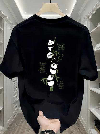 Men's Heavyweight Cotton Panda Graphic T-Shirt – Loose Fit Casual Tee