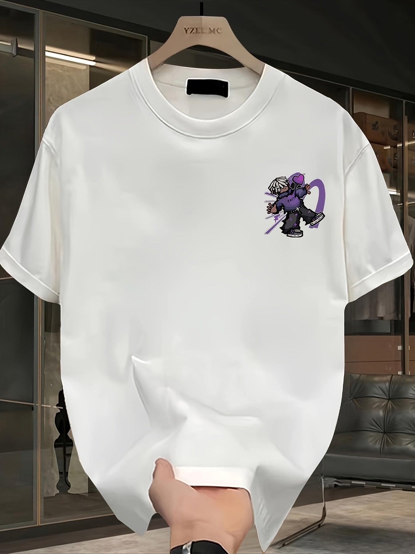 Men's Heavyweight Cotton Graphic T-Shirt – Vibrant Purple & White Lettering