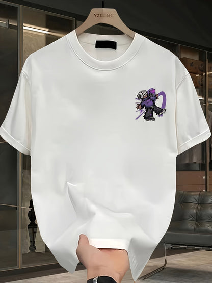 Men's Heavyweight Cotton Graphic T-Shirt – Vibrant Purple & White Lettering