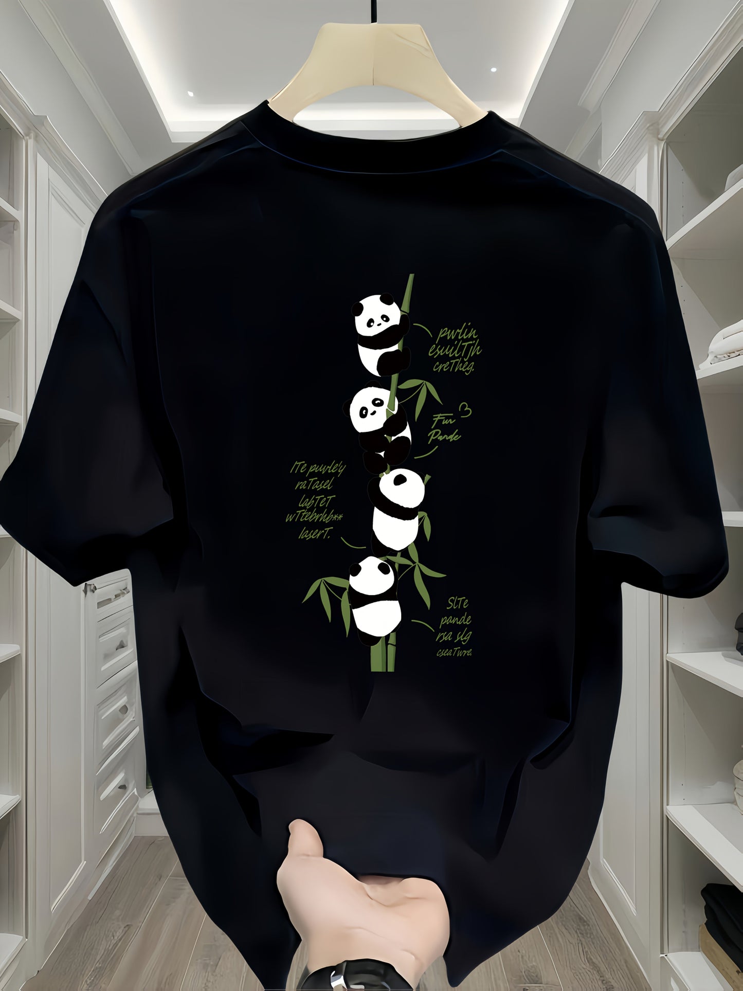 Men's Heavyweight Cotton Panda Graphic T-Shirt – Loose Fit Casual Short Sleeve