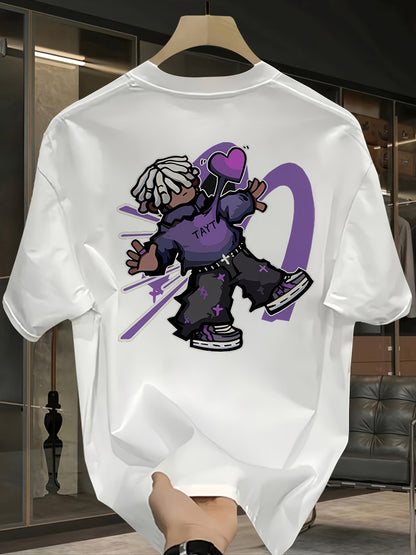 Men's Heavyweight Cotton Graphic T-Shirt – Vibrant Purple & White Lettering