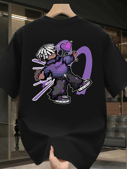 Men's Heavyweight Cotton Graphic T-Shirt – Vibrant Purple & White Lettering