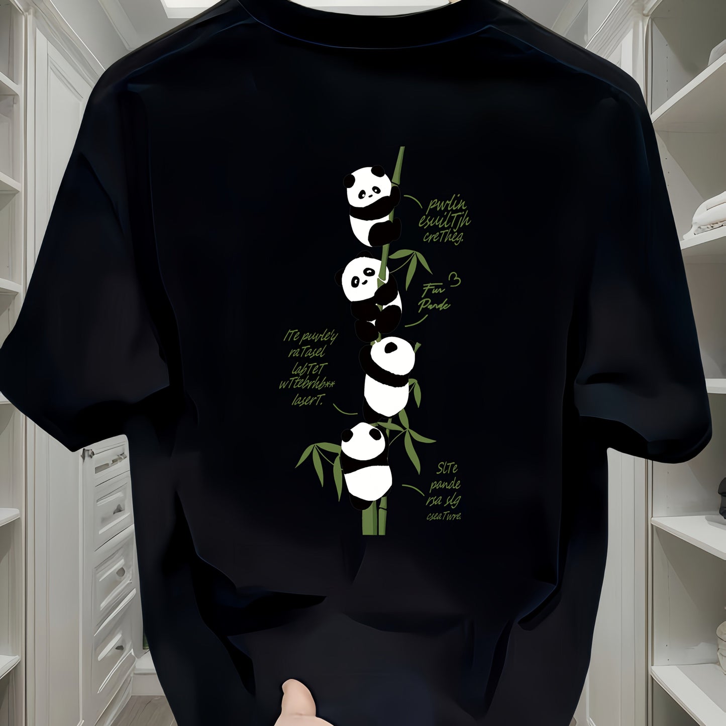 Men's Heavyweight Cotton Panda Graphic T-Shirt – Loose Fit Casual Short Sleeve