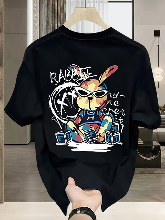 Men's Cotton Graphic T-Shirt – Black Rabbit Design