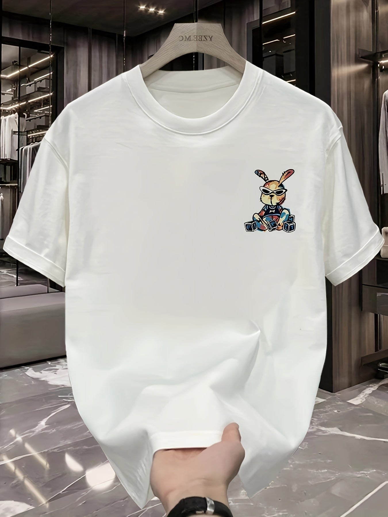 Men's Cotton Graphic T-Shirt – Black Rabbit Design