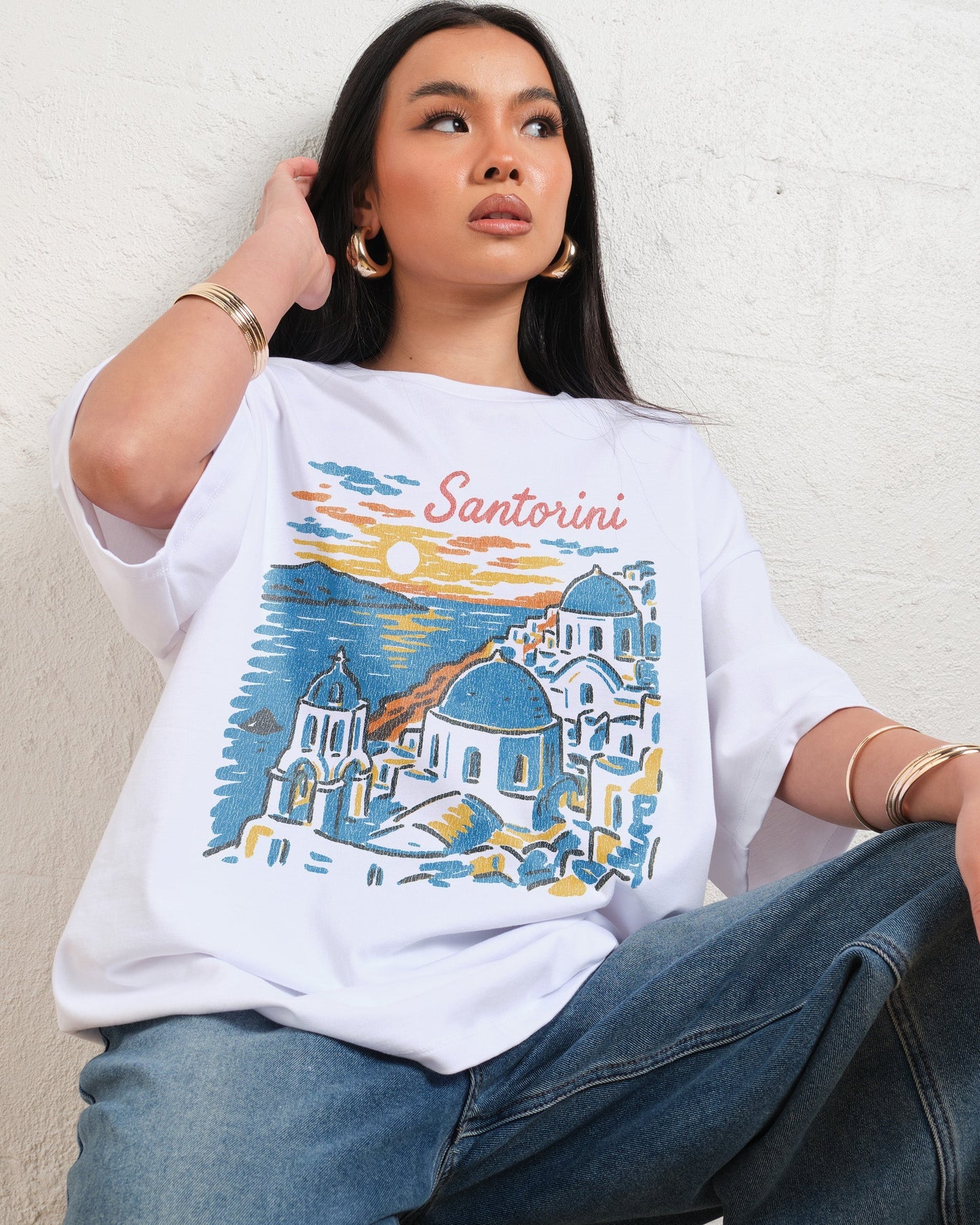 Santorini Sunset Oversized Tee