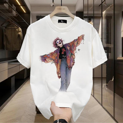 2025 White Graphic Print Tee – Vibrant Artwork, Casual Comfort