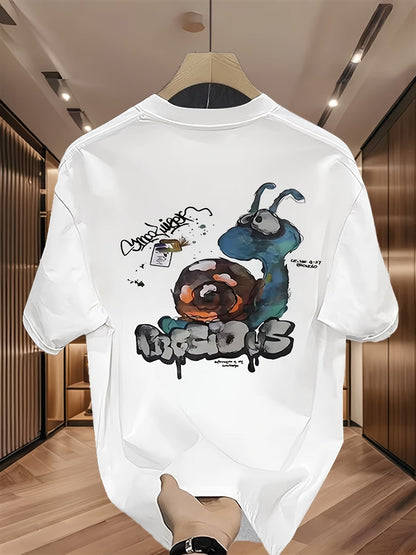 100% Cotton Korean Streetwear Tee – Graffiti Print, Summer Casual