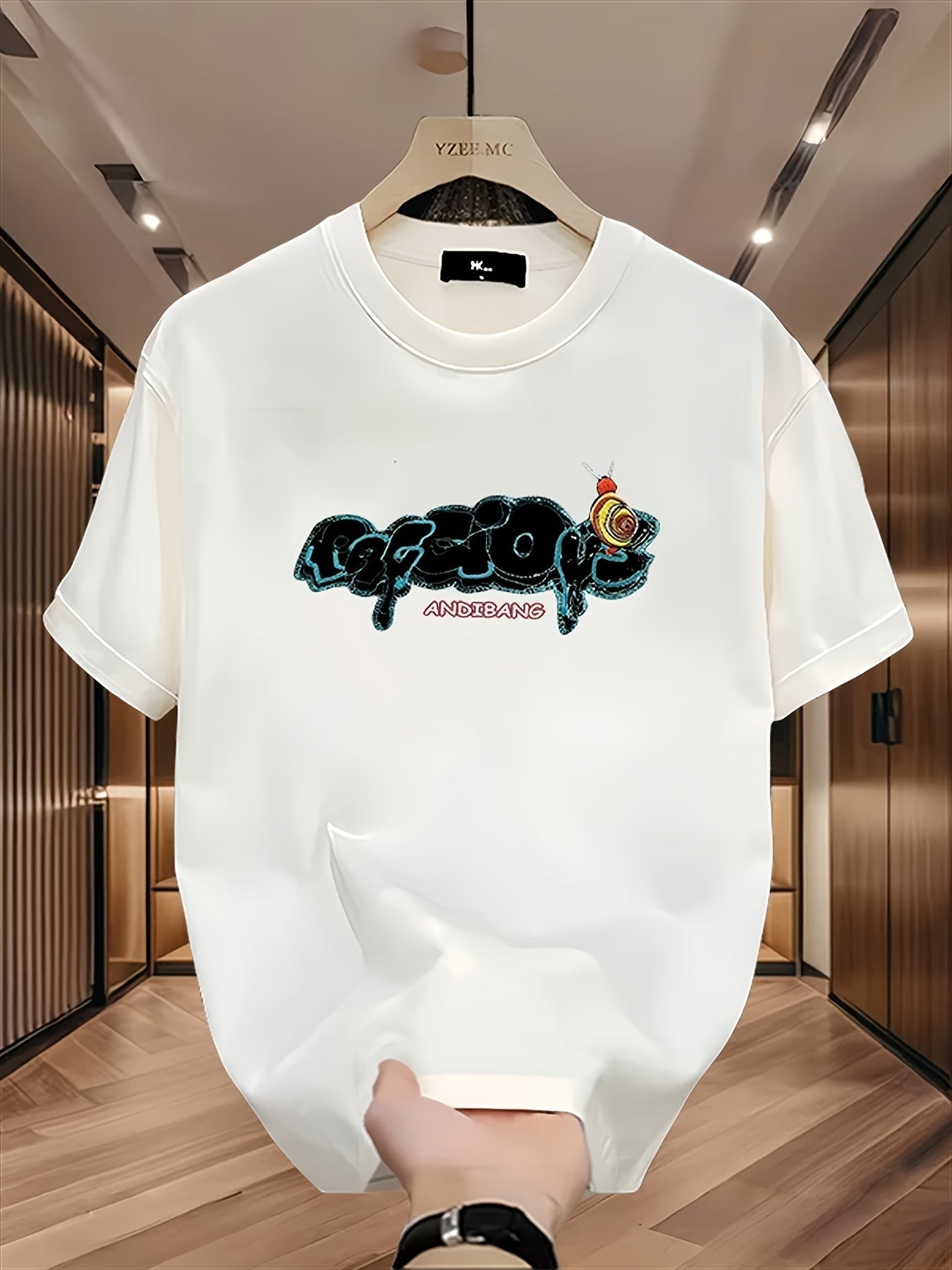 100% Cotton Korean Streetwear Tee – Graffiti Print, Summer Casual