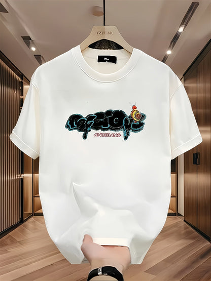 100% Cotton Korean Streetwear Tee – Graffiti Print, Summer Casual