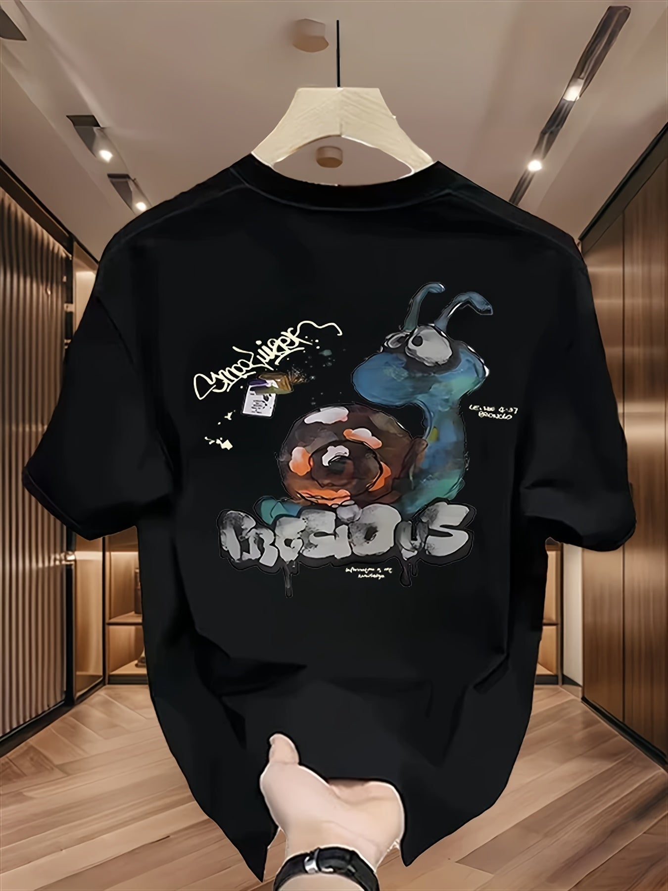 100% Cotton Korean Streetwear Tee – Graffiti Print, Summer Casual