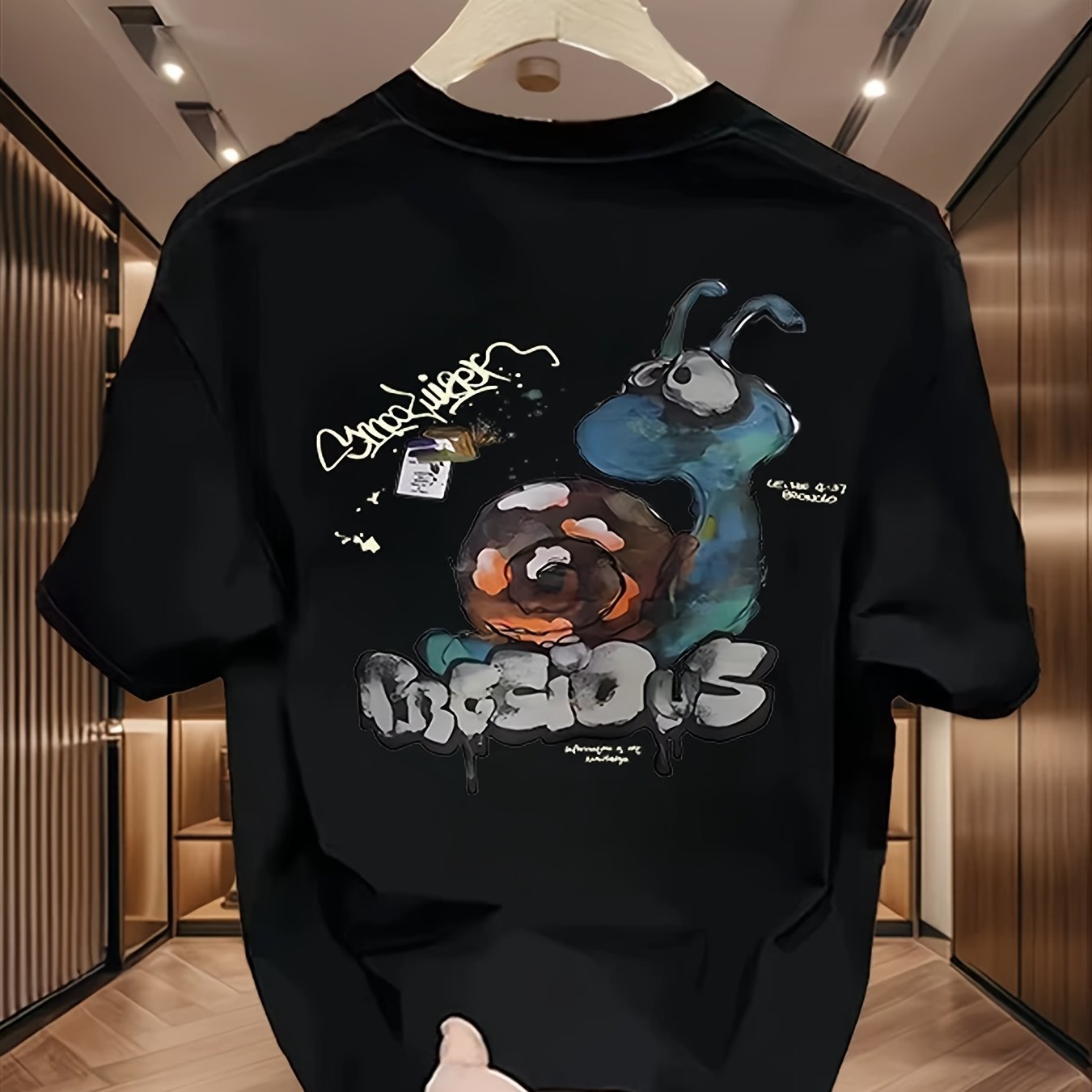 100% Cotton Korean Streetwear Tee – Graffiti Print, Summer Casual