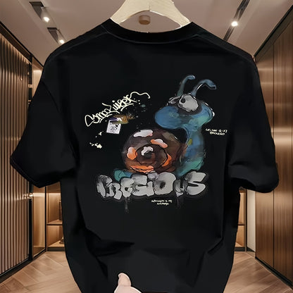 100% Cotton Korean Streetwear Tee – Graffiti Print, Summer Casual