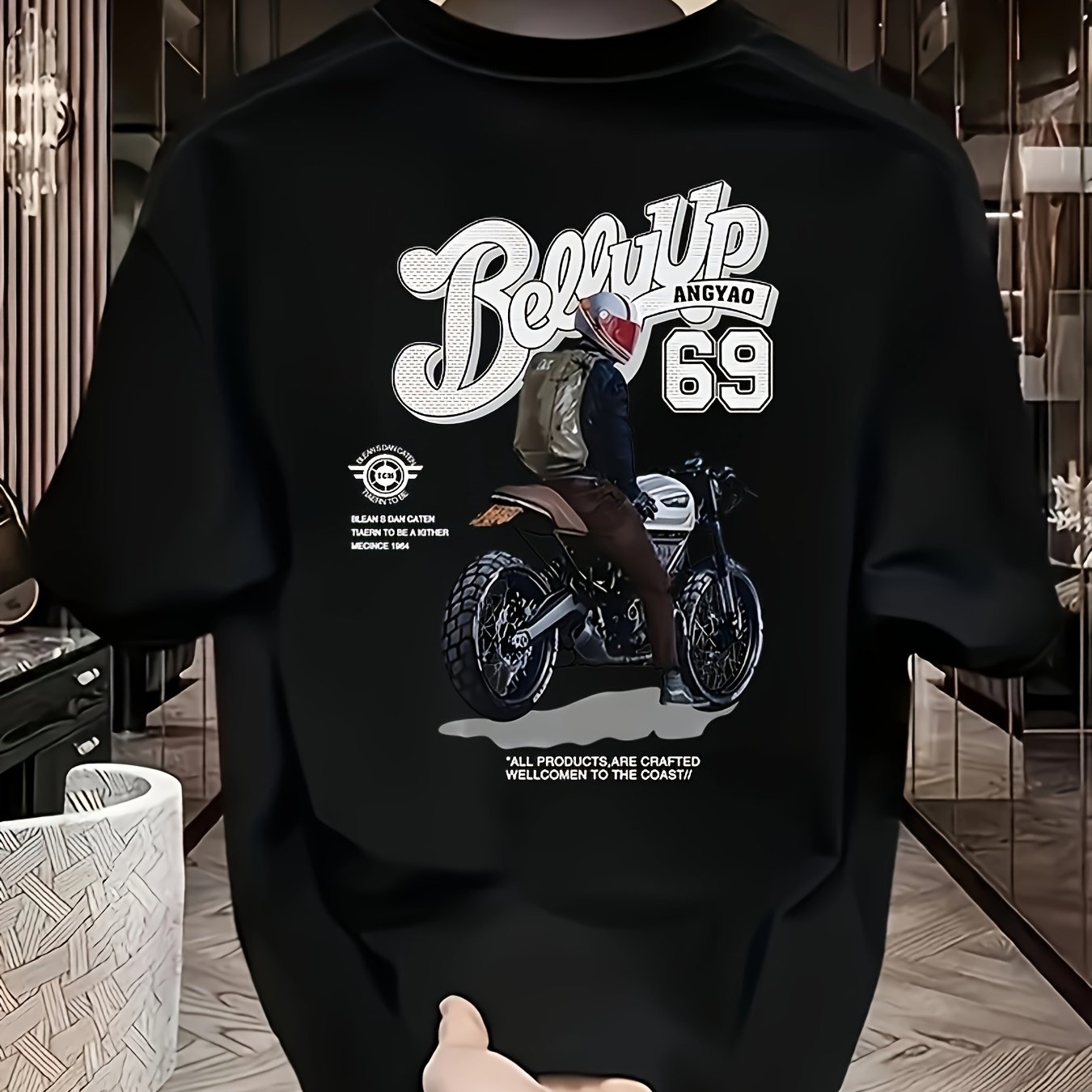 Heavyweight Cotton Graphic T-Shirt – "Be Up" Rider Print, Relaxed Fit