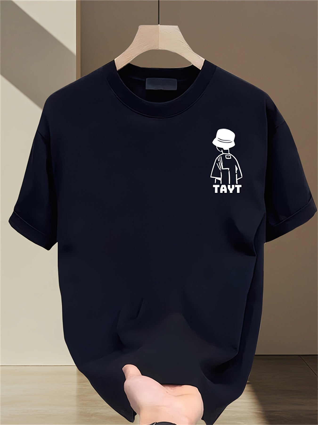 100% Cotton Heavyweight Tee – Korean Style, Geometric Print