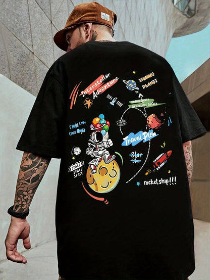 Space Cartoon T-Shirt – Cotton, Loose Fit, Casual Teen Style