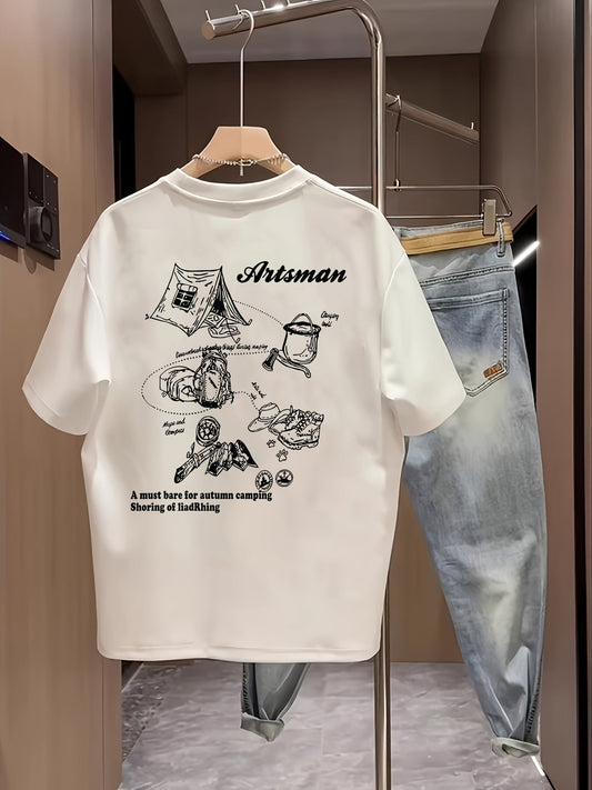 100% Cotton Outdoor Tee – Camping Print, Lightweight & Breathable