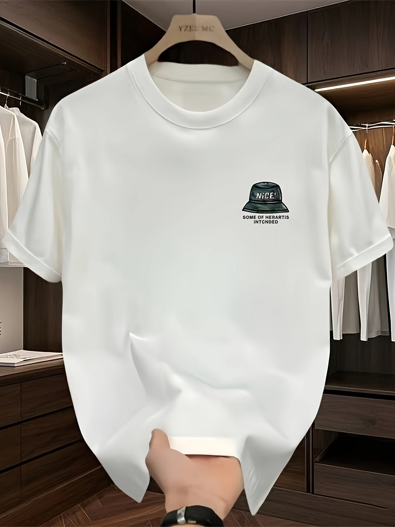 Men's Oversized Cartoon T-Shirt – "NICE" Hat Graphic, Streetwear Style