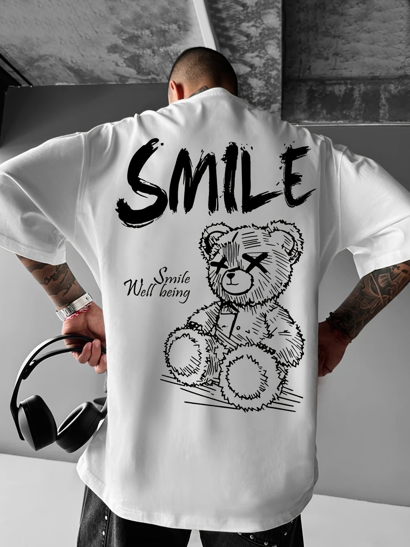 Casual Streetwear Tee – Teddy Bear Print, Lightweight & Breathable