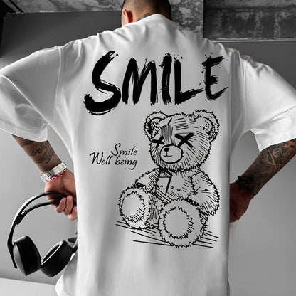 Casual Streetwear Tee – Teddy Bear Print, Lightweight & Breathable