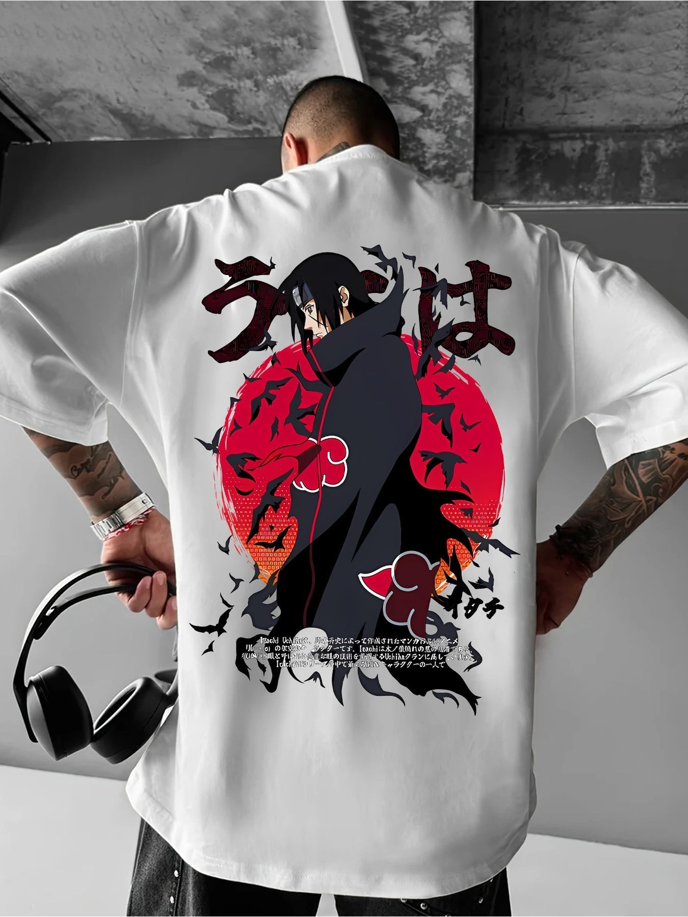 Men’s Anime Graphic T-Shirt – Black & Red Design, Summer Casual